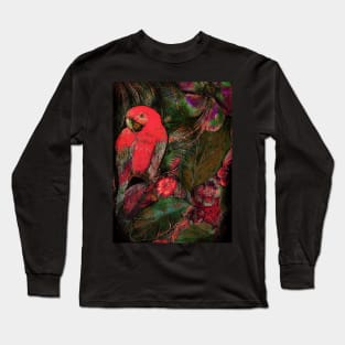 BRIGHT TROPICAL PARROT DECO POSTER ART PRINT PALM EXOTIC DESIGN Long Sleeve T-Shirt